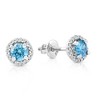 Pompeii3 5/8 Ct Halo Blue Lab Created Diamond Studs 10K White Gold Earrings - 2 of 3