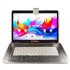 LINSAY® 10.1" Octa Core  256GB Storage Android 15 Tablet Dual Camera Android with Silver Keyboard - 1 of 3