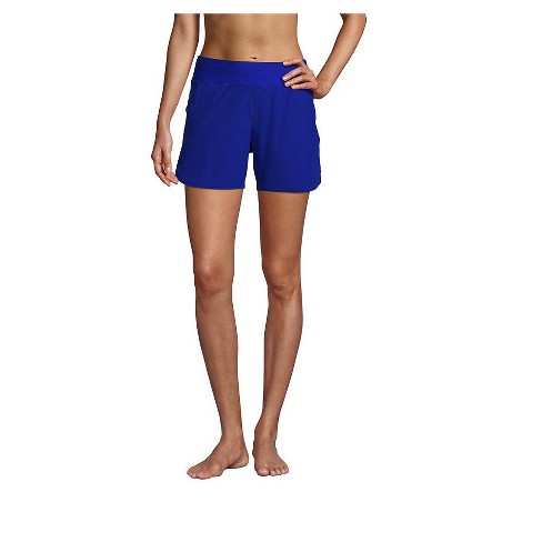 Lands' End Women's 5 Quick Dry Elastic Waist Board Shorts Swim Cover-up Shorts 