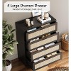 4 Drawer Rattan Dresser, Tall Chest of Drawers, Wood Dresser with Power Outlets - 4 of 4