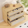 Rattan Nightstand with 3 Drawers, Modern Large Bedside Table Night Stand for Bedroom - 4 of 4