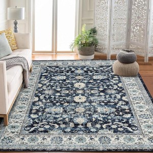 Area Rug for Hallways Kitchen Non Slip, Soft Floral Carpet Washable Rugs with Rubber Backing for Kitchen, Hallways, Laundry, Bedroom, Bathroom - 1 of 4