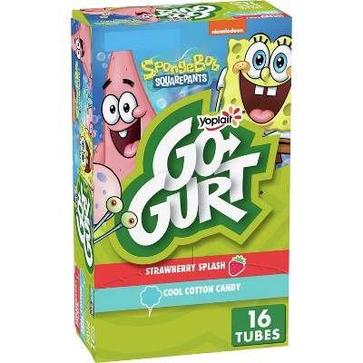 Yoplait Go-Gurt Nickelodeon SpongeBob SquarePants Strawberry and Cotton Candy Low Fat Kids' Yogurt Tubes - 16pk/2oz Tubes