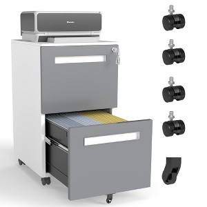 QingMoon 3 Drawer Mobile File Cabinet, Rolling Storage Cabinet with Lock, Wheels and Recessed Handle, Holds A4, Letter, and legal documents - 1 of 4