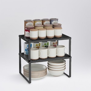 2 Pack Spice Rack, Cabinet Shelf Organizers, Shelf Organizer, Countertop Organizer, Shelf Riser, Stackable, Expandable - 1 of 3