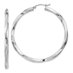 Black Bow Jewelry 3mm, Sterling Silver, Twisted Round Hoop Earrings, 50mm Dia.(1 7/8 In) - 1 of 4
