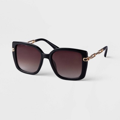 Women&#39;s Oversized Square Sunglasses - A New Day&#8482; Black