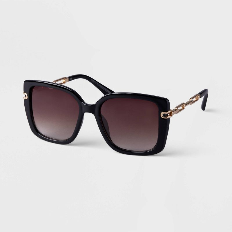 Women&#39;s Oversized Square Sunglasses - A New Day&#8482; Black, 2 of 3