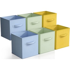 Sorbus 11 Inch 6 Pack Foldable Fabric Storage Cube Bins with Handles - for Organizing Pantry, Closet, Nursery, Playroom, and More - 1 of 4