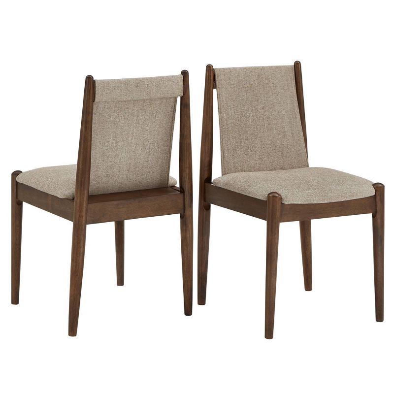 Set of 2 Mckinley Walnut Finish Cocoa Fabric Dining Chairs Walnut - Inspire Q, 1 of 12