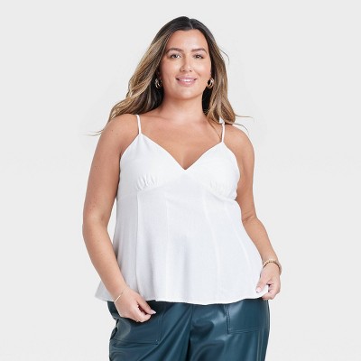 Women's Fit N Flare Linen Tank Top - A New Day™