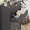 Dresser for Bedroom with 5 Drawers, Wave Fluted Modern Chest of Drawers, Tall Wood Storage Organizer - 3 of 4