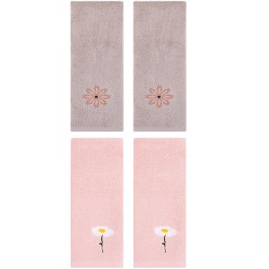 REGALWOVEN 4 Pcs Cotton Soft Absorbent Floral Pattern Hand Towel 13" x 30" - 1 of 4