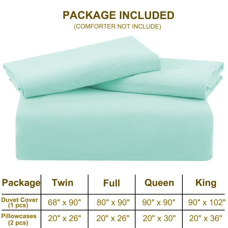 PiccoCasa  Washed Brushed Microfiber Soft Duvet Cover Set 3 Pieces including 2 Pillow Cases, 5 of 6
