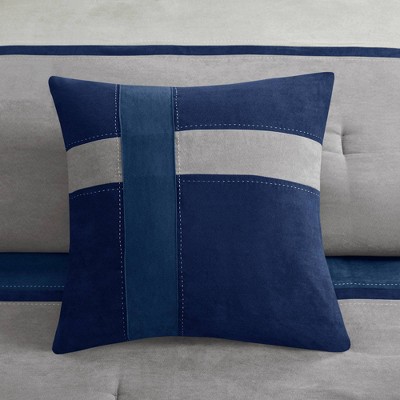 California King Blue Faux Suede Comforter Set