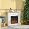 HOMCOM 32" Freestanding Electric Fireplace Heater with LED Log Flame, Overheat Protection and Remote Control, 1400W - 2 of 4