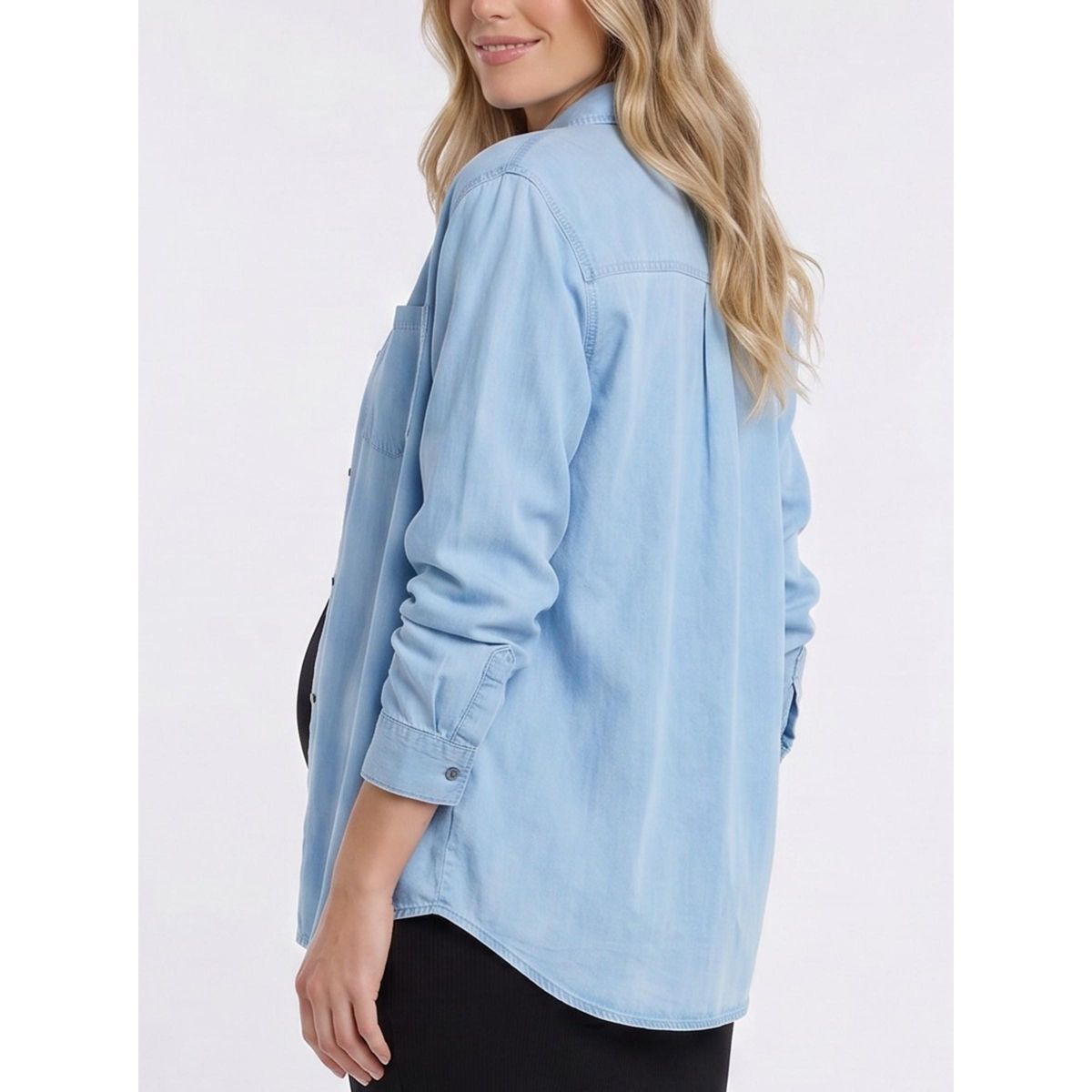 Women's Long Sleeve Button-Up Poplin Shirt | Motherhood Maternity - thumbnail 7