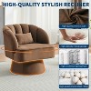 Modern Swivel Barrel Accent Chair, 360° Teddy Fabric Upholstered Armchair with Striped Backrest - 2 of 4