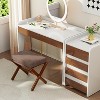 Bamboo folding footstool with bamboo X-legs and seat cushion, suitable for bedroom and living room use - 2 of 4