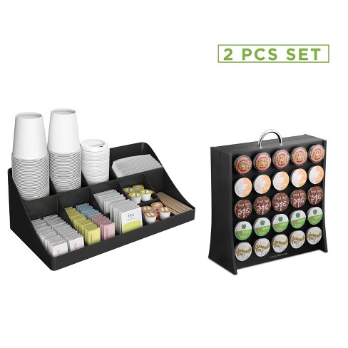 Mind Reader Network Collection 11 Compartment Coffee Cup and Condiment  Organizer 6 538 H x 9 12 W x 17 638 D Black - Office Depot