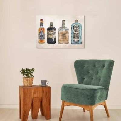 Wynwood Studio 24"x16" Vintage Liquor Wall Art: Modern Canvas, Mixed Media Food Drink, Unframed Horizontal Decor