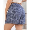 Plus Size Smocked Waist Summer Shorts for Women Casual Pleated Lounge Shorts - 2 of 4