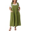 Women's Plus Size Tie Shoulder Strap Pleated Jumper Pinafore Casual Overall Dresses with Pockets - Agnes Orinda - 2 of 4