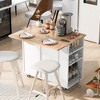 Grungis Kitchen Island Cart with Drop Leaf & Power Outlet,Kitchen Island on Wheels with Towel Rack & 2 Drawesr,Island Table for Kitchen - 2 of 4