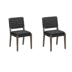 Nathan James Set of 2 Cohen Faux Leather Dining Chair Black - 1 of 4