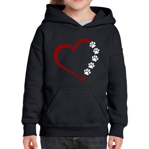 LA Pop Art Meow Heart - Girl's Word Art Hooded Sweatshirt - 1 of 4