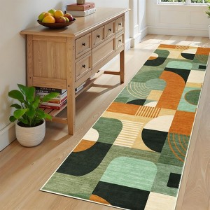 Abstract Machine Washable Rugs with Non-Slip Backing Stain-Resistant Low Pile Rugs - 1 of 4