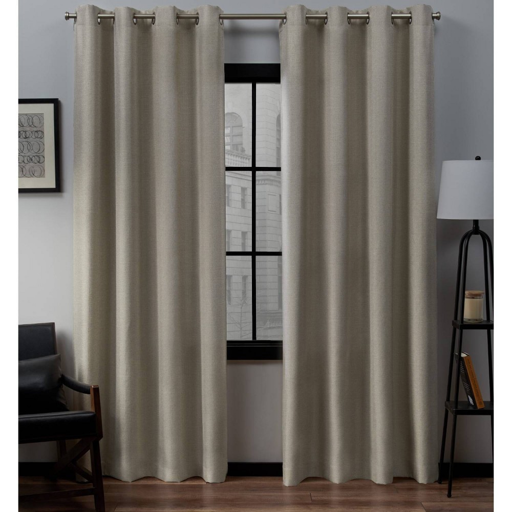 Photos - Curtains & Drapes Set of 2  Loha Linen Grommet Top Light Filtering Curtain Panel N(108"x54")