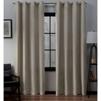 Set of 2 (108"x54") Loha Linen Grommet Top Light Filtering Curtain Panel Natural - Exclusive Home