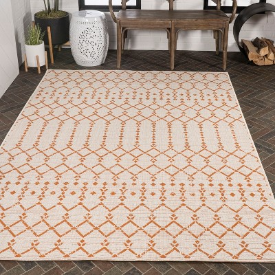 Boho Chic Cream/Orange Geometric Synthetic 5' x 7' Area Rug