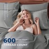 100 Egyptian Cotton King Duvet Cover, 600 Thread Count, Sateen Weave, Zipper Corner Ties, Hotel Style, Grey Set of 3 - 3 of 4