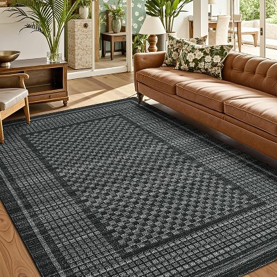 Washable Non-Slip Rugs - Hallway, Kitchen Runner - Stain Resistant Farmhouse Carpet for Bathroom, Bedroom
