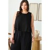 Slickblue Plus Size Sleeveless Vacation Top, Frayed Hem Linen Blend, Boho Beach Style, Black, Size 1XL-3XL - 2 of 4