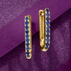 Ross-Simons 2.20 ct. t.w. Sapphire Paper Clip Link Hoop Earrings in 18kt Gold Over Sterling - 3 of 4