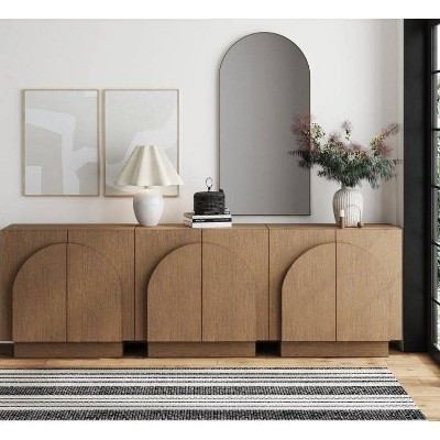 Iris Light Brown Wood Storage Cabinet Set with Arched Doors