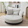 51" Oversized Round Swivel Chair, 2-Seater Lounge with Adjustable Phone Stand, Pillows & Pulley Base for Living Room-3irtyhousy - 2 of 4