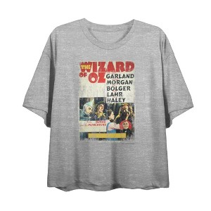 Wizard Of Oz Distressed Movie Cast Poster Women's Crew Neck Short Sleeve Crop Tee - 1 of 2