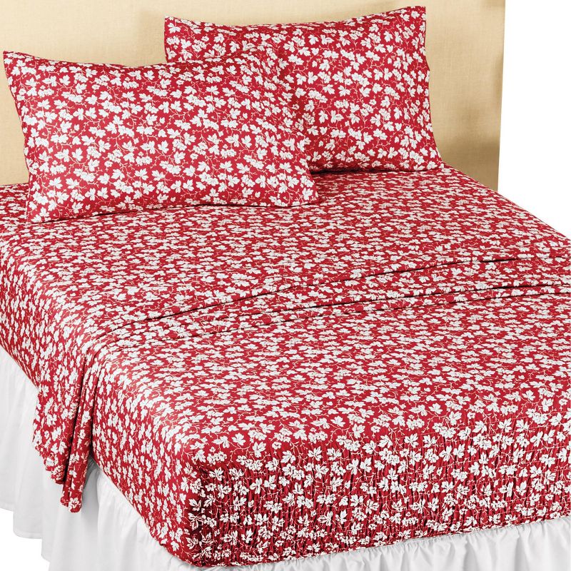 Collections Etc White Leaf Pattern Bedtite Microfiber Sheet Set, 1 of 4