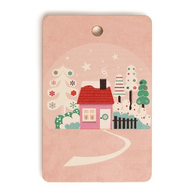 Showmemars Festive Winter Hut in pink Cutting Board Rectangle -Deny Designs