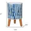 HomeRoots Set of Two Blue Terra Cotta And White Ceramic 2 Ounce Round Raised Pot Planters - 3 of 4