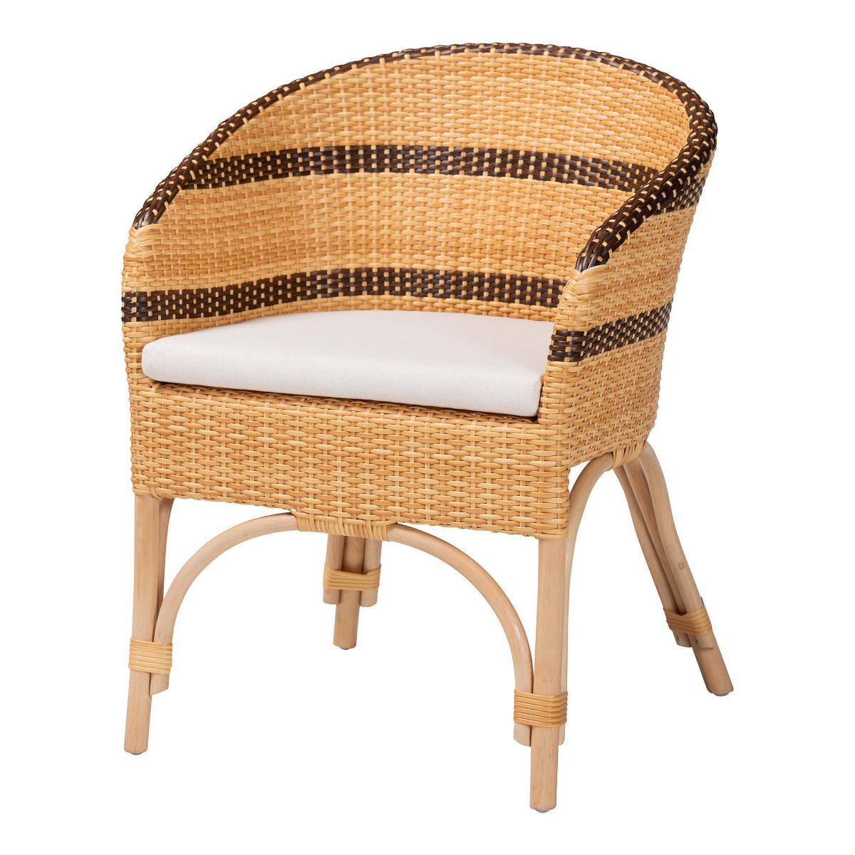 bali & pari Elma Rattan Dining Chair with Cushion Natural Brown/Dark Brown - thumbnail 5
