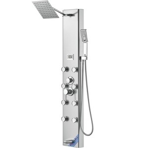 SEVOBAL Shower Faucets, Digital Display Shower Panel System with Rainfall and Massage Jets for Modern Bathroom, Silver, 51.57"*10.24"*9.45" - 1 of 4
