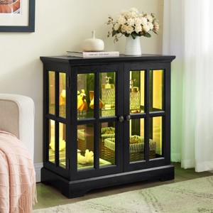 Bookshelf Display Cabinet Vintage with Adjustable Shelves and Magnetic Doors for Dining Room 30.3in Wide - 3irtyhousy - 1 of 4