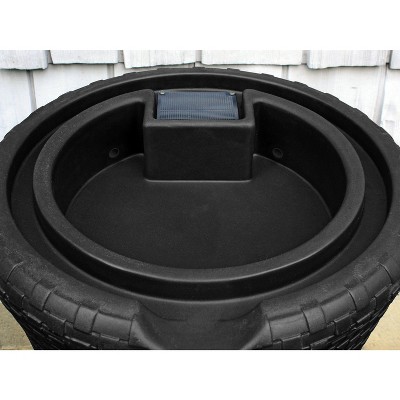 Black Wicker 50 Gallon Rain Barrel with Planter Top