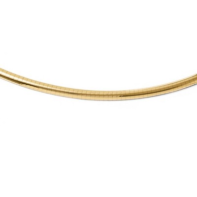 Black Bow Jewelry 4mm 14k Yellow Gold Domed Omega Chain Necklace