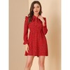 Allegra K Women's Floral Print Tie Neck High Waist Long Sleeve Ruffle Cuff Mini Dress - 2 of 4